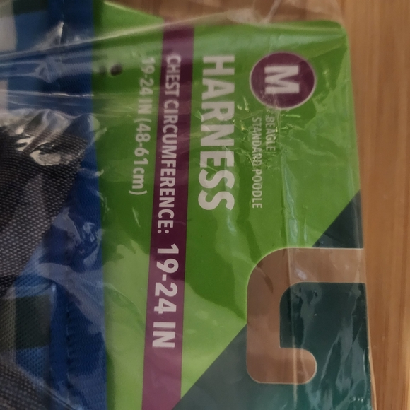 Vibrant Life Dog Harness Blue White Green Plaid Pattern with Gray Bow Si… - Picture 3 of 8